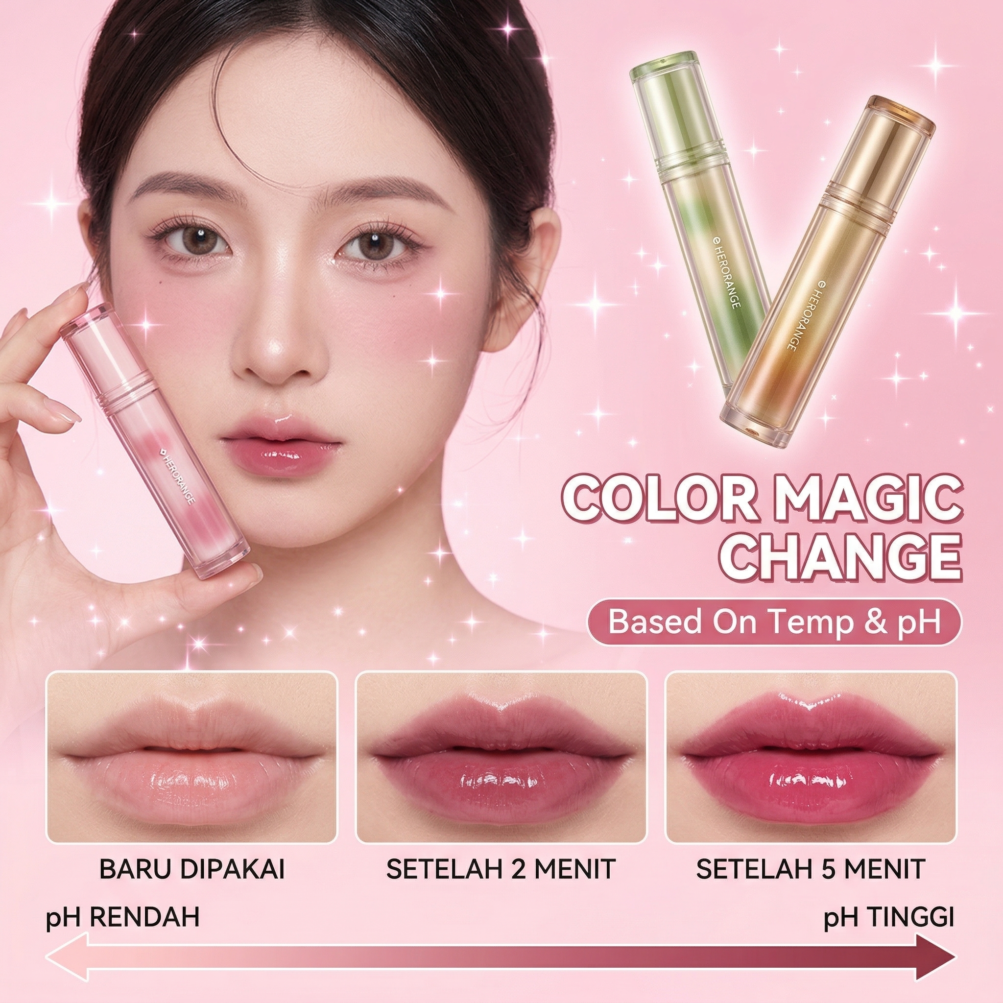 Lip Tint Korean - Herorange Iced Tea Gloss Lip Gloss