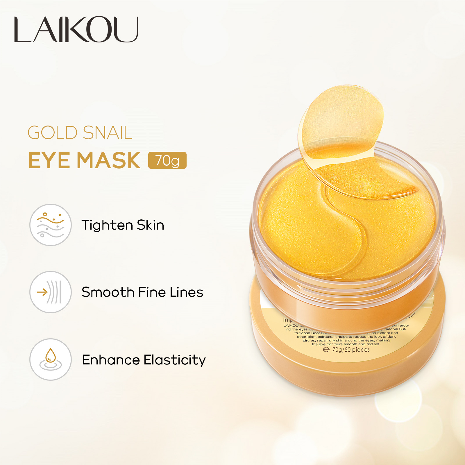 LAIKOU 50pcs Golden Snail Coll - đánh giá và giá Sheet Mask Collagen